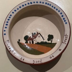 Vintage Royal Watcombe Torquay Pottery Bowl Motto Ware  Cottage Ware England